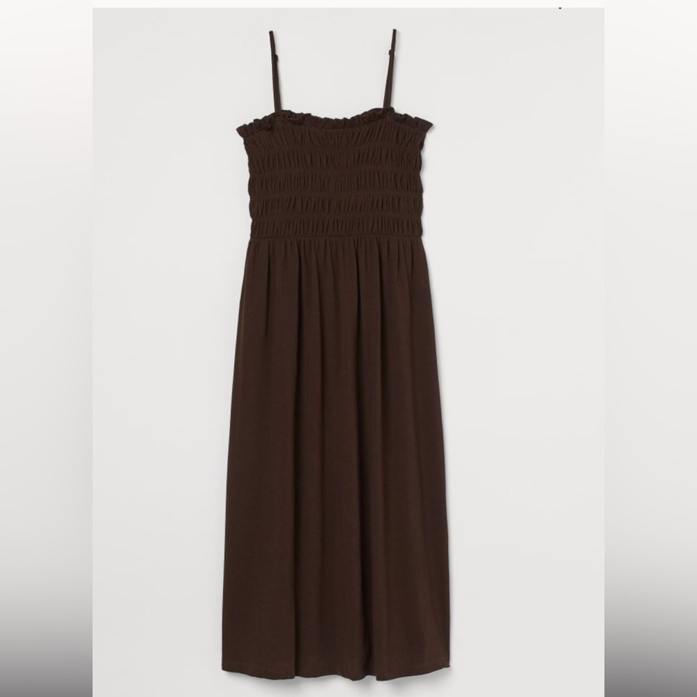 Smocked bodice midi dress